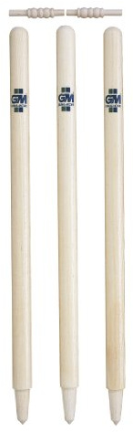GM Gunn & Moore Set di 6 stoppini da Cricket e 4 bastoni, Prova da Uomo, in Frassino a Grana Dritta della Migliore qualità, Altezza regolamentare 71,1 cm, Borsa per Il Trasporto, Finitura in Cera
