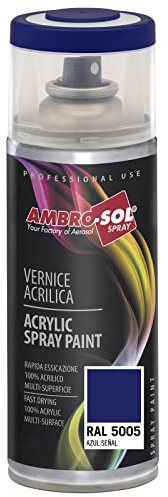 AMBRO-SOL - Pintura acrílica en spray, color Azul señales, RAL 5005, resultado profesional en múltiples superficies, exteriores e interiores, 400 ml