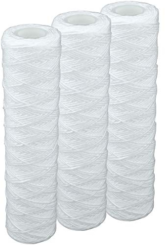 Wickelfaser- Filtereinsatz für 10Zoll Filtergehäuse für Hochdruckreiniger, Gartenpumpen, Hauswasserwerke u.v.m. - 3er Pack