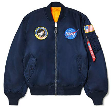 Alpha Industries MA-1 NASA Bomber Flight Jacket - Fighter Pilot Flight Jacket - Replica Blue, 3XL
