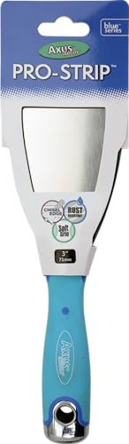 Axus Decor Pro-Strip Scraper (Blue Series) Wallpaper Scraper for Removing Paint and Wallpaper, Ideal for Professional & DIY Projects, Stainless Steel Blade & Rubberized Handle - 3 Inch/ 75mm