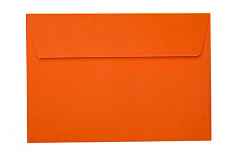 Paper24 100 Briefumschläge B6 125x176 mm mit Haftstreifen, 120g, Farbe: 22 Orange