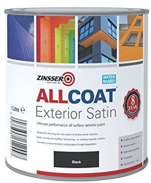 Zinsser ZINACEBK1L All Coat Exterior Satin, Black - 1 Litre