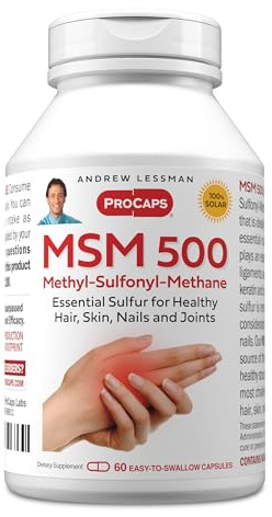 ANDREW LESSMAN MSM 500 Methyl-Sulfonyl-Methane 60 Capsules - Highly Concentrated Source of Organic Sulfur. Supports Healthy Structure and Function of Joints, Skin, Nails and Hair. No Additives