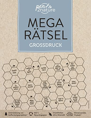 Mega-Rätsel Großdruck: pen2nature: 100 % Recyclingpapier - klimaneutrale Produktion - unterstützt Aufforstungsprojekte (pen2nature books)