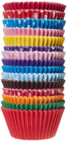 Holly Cupcakes Gorgeous Mixed Colour Muffin Cases in Polka Dots and Plain, Round Shape, Disposable (Pack of 180)