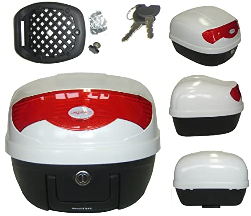 A-Pro Box Gepaeck Motorrad Roller Top Case Universal 29lt 3,5 Kg. 2 Schluessel Weiss