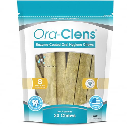 Ora-Clens Oral Hygiene Chews for Small Dogs-Enzymatic Dental Treats for Daily Oral Care, Cleans Teeth and Freshens Breath, Reduces Plaque, Bacteria and Tartar Build Up Without Brushing-30 Chews