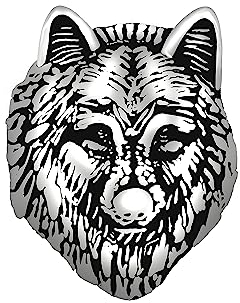 ANDANTE Chunk Click-Button Druckknopf (Wolf) für Chunk-Armbänder, Chunk-Ringe, Chunk-Schlüsselanhänger und andere Chunk-Accessoires + Organzasäckchen