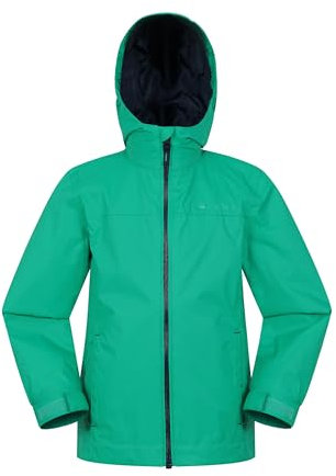 Mountain Warehouse Torrent Wasserdichte Kinderjacke - leichte Regenjacke für Kinder mit versiegelten Nähten, atmungsaktiv, für Mädchen und Jungen - zum Wandern Grün Kinder 140 DE (9-10 Jahre)