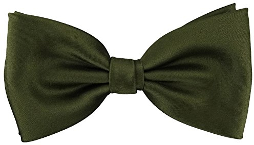 TigerTie vorgebundene Fliege Schleife in olivegrün Einfarbig Uni + Geschenkbox