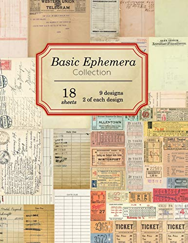 Basic Ephemera Collection: 18 sheets - 9 designs - 2 of each design: 1