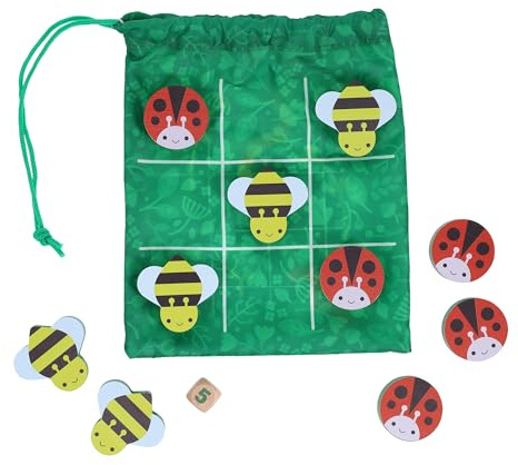 Petit Collage: On-The-Go Game Duo- Garden Friends | Includes 2 Classic Games | Travel Bag is Used as the Board | Great for Travel and Road Trips | For Ages 4+