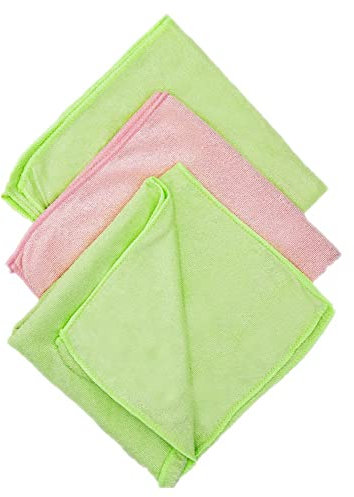 purclean 3er Set Microfasertücher mit 30% Polyamide, extra saugstark, ca. 40 x 35 cm, in den Farben grün, rosa und blau