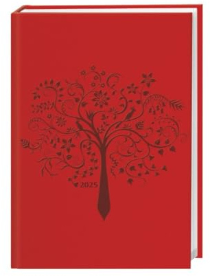 Terminer A5, geprägt rot 2025: Roter Terminkalender mit geprägtem Kunstledereinband. Buch-Kalender mit Lesebändchen und Zitaten. Taschenkalender 2025 zum Planen von Terminen (Kalenderbücher Heye)