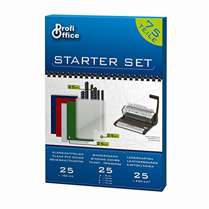 ProfiOffice® 75 Teile Starterset für Plastikbindegerät Binderücken + Deckblätter (61995)