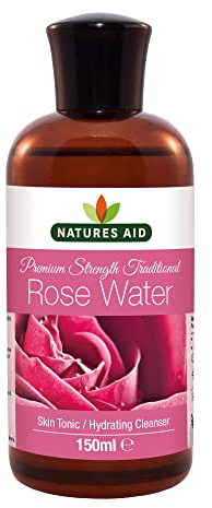 Natures Aid Rose Water 150ml – Premium Strength Natural Skincare Tonic – Sweet Fragrance – Moisturises & Refreshes Hydrating Cleanser – Vegan, Non-GMO, Gluten-Free, No Added Ingredients