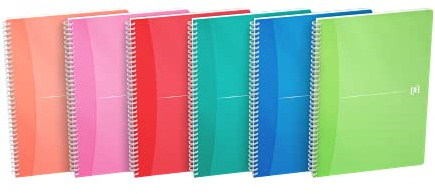 Oxford Spiral-Notizblock A4 liniert, My Colours, 180 Seiten, 4 aus 6 Farben, 5 Stück