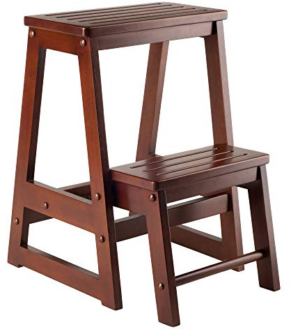 Winsome Beech Wood Double Step Stool, Antique Walnut (94022)