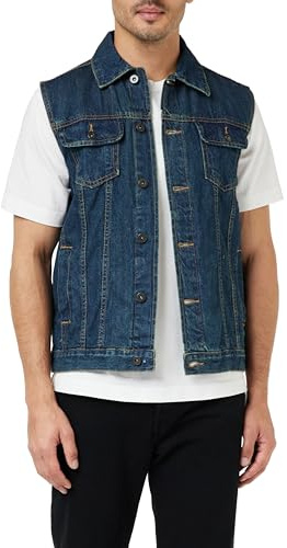 URBAN CLASSICS Chaleco de Jeans para Hombre, Regular Fit, Chaqueta Vaquera en Estilo Vintage, Denim Vest de Color: denim blu, Talla: XL