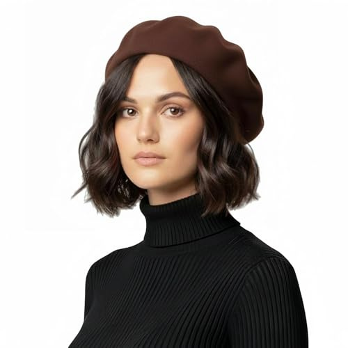 Basic Sense Wool Beret Hat for Women - Classic French Style (UK, Alpha, One Size, Dark Brown)