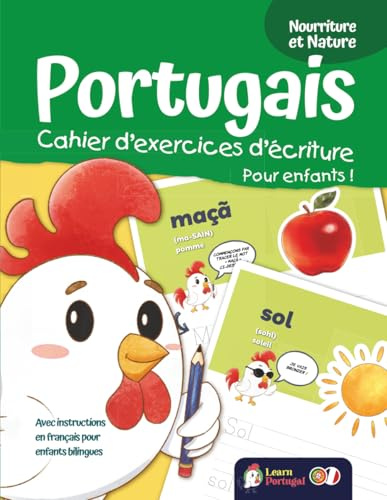 Portugais - Cahier d'exercices d'écriture pour enfants ! Nourriture et Nature