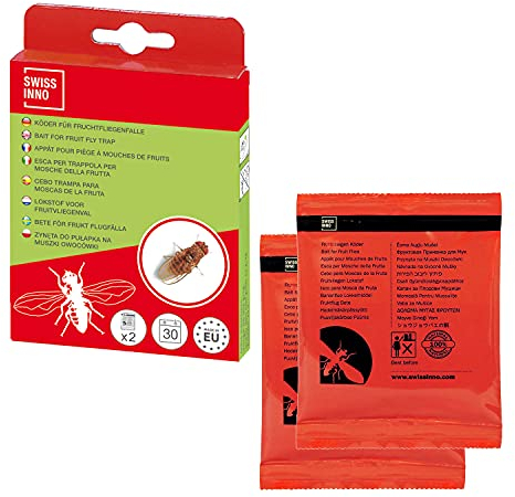 SWISSINNO Appât pour piège à Mouches à Fruit - Fabriqué en UE à partir de Produits Alimentaires sans Produits Chimiques Toxiques. sans Danger pour Enfants et Animaux de Compagnie. Lot de 2