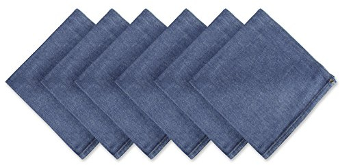 DII Solid Napkin Set Collection, 20x20, Denim, 6 Piece