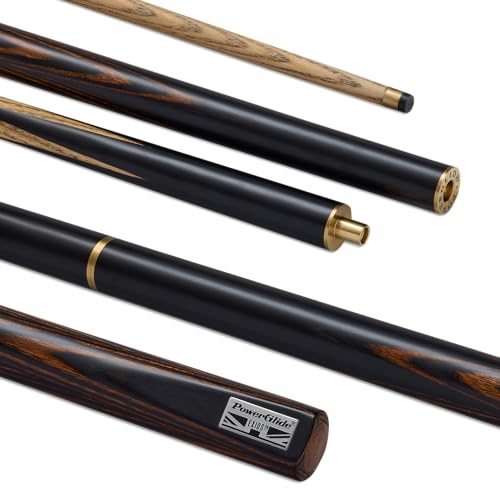POWERGLIDE Exios, Stecca da Biliardo o Biliardo in Frassino, snodato a 3/4, Manico in Frassino, Testa impiombata a Mano, 510,3 g, Dimensioni 145,8 cm, Punta 9,5 mm, Marrone