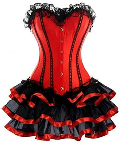 Kelvry Corset Mujer Top, Bustier Steampunk Corsés y Sexy Vintage Falda Talla Grande