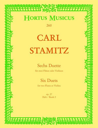 BARENREITER STAMITZ CARL - SIX DUETS, OP 27 VOL.2 - FLUTE Classical sheets Transverse Flute