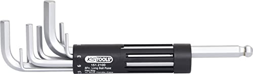 KS Tools - 151.2100 - Jeu de 8 clés mâles 6 pans à tête sphérique longues - 2 à 10 mm - Idéal pour vis difficilement accessibles