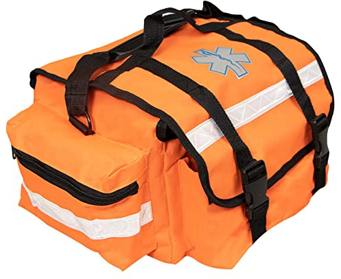 Primacare Medical Supplies KB-RO74-O First Responder Bag for Trauma, Professional Multiple Compartment Kit Carrier for Emergency Medical Supplies, Orange, 17 x 7 x 9 inches