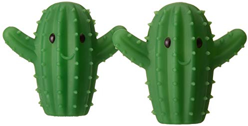 Kikkerland Happy Cactus Plant Laundry Dryer Balls, Reusable Laundry Softener, Reduces Clothing Wrinkles and Saves Drying Time, Green, Set of 2