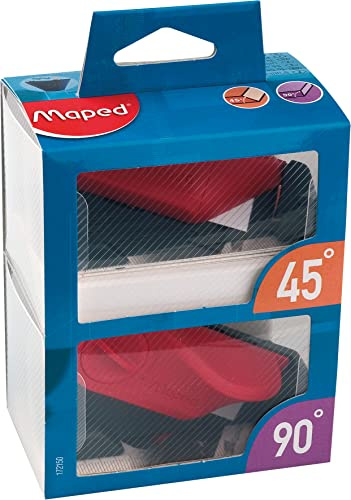 Maped - Lot de 2 Outils de Coupe, 1 Cutter 45° Coupe en Biseau et 1 Cutter 90° Coupe Droite avec 5 Lames de Rechange