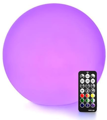 LOFTEK 12-inch LED Dimmable Light Ball: Waterproof Floating Pool Lights with Remote, 16 Colors Sphere Night Light, Cordless & Fast Chargeable, Sensory Lamp for Home, Party, Pool Decor