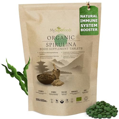 Spirulina Tablets | 5000mg per Serving | 300 Tablets | Organic | Immune Support Booster | MySuperfoods