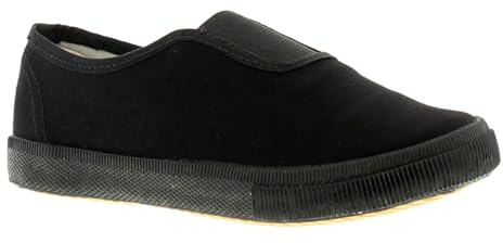 Wynsors Boys School Plimsolls in Black | Black Pumps for PE Lessons or Casual Wear | Primary School Gym Shoes with Easy, Slip-On Design | UK Kid's Size Black 9 Child UK
