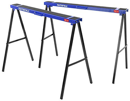 Faithfull FAITRESTLES Folding Steel Trestles / Saw Horse Pair 400kg capacity