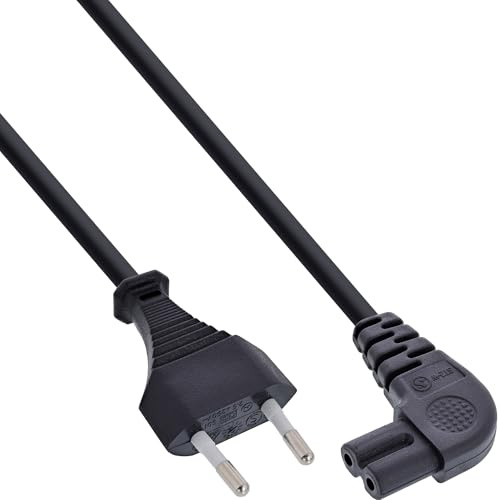 InLine 16654G strömkabel, strömkontakt till Euro 8 C7-kontakt, vinklad, 2 m