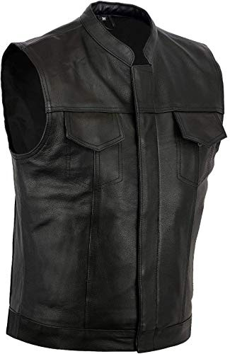 Bikers Gear Australia - Gilet in Pelle stile Sons of Anarchy, Nero, da motociclista