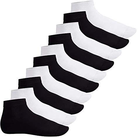 Footstar Herren & Damen Kurzschaft Socken (10 Paar) - Sneak it! - Schwarz-Weiß-Mix 39-42