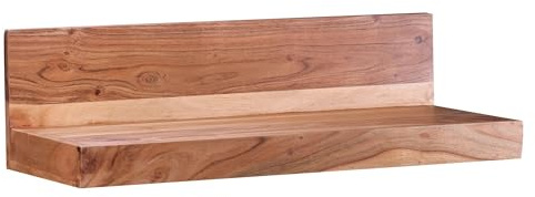 Wohnling Wandregal Mumbai Massiv-Holz Akazie Holzregal 60 cm Landhaus-Stil Hänge-Regal Echt-Holz Wand-Board Natur-Produkt