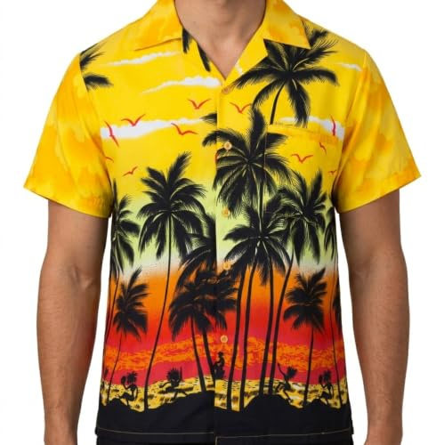REDSTAR Camicia Hawai Uomo a Maniche Corte, Maglietta Hawaiana Uomo – Camicia Casual Maglietta Hawai – Camiciotto da Hawaiana Vestito Festa Camiciotto Estivo Addio al Celibato o Addio al Nubilato