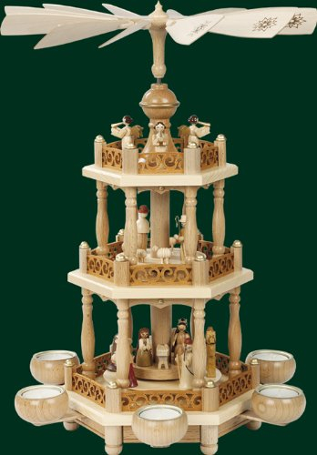 Rudolphs Schatzkiste Table pyramid of Christ birth of tealights pyramid 2 floor ones 46cm Erzgebirge NEW