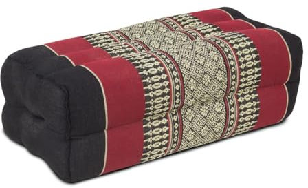 Oriental Galerie Kopfkissen Nackenkissen Thaikissen Block Eckig Kissen Kapokkissen Thai-Motiv ca. 35 x 19 x 13 cm Baumwolle Kapok Schwarz Rot KB5