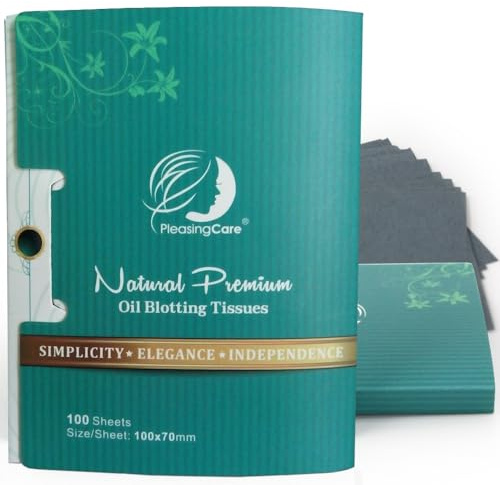 Premium Facial Oil Blotting Paper, 200 Counts - Natural Bamboo Charcoal Face Blotting Sheets, Easy Take Out Design - Top Handy Oil Absorbing Tissues - Oily Skin Care or Make Up Must Have!