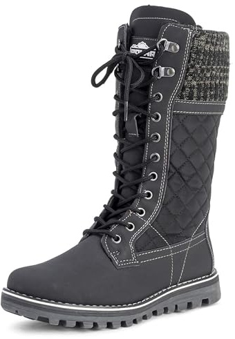 Polar Femmes Neige Durable Thermique Hiver Warm Imperméable Mi-Mollet Bottes - Noir - UK5/EU38 - YC0376