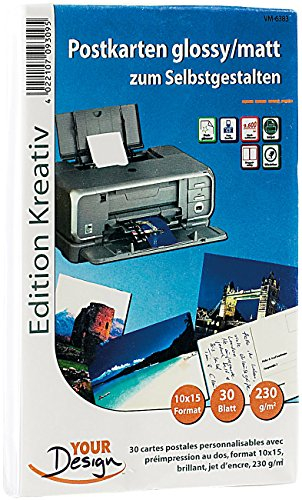 Your Design Fotopapier Postkarte: 90 Inkjet-Karten zum Selbstbedrucken in Postkartengröße, glossy (Postkarten Blanko zum bedrucken, Bedruckbare Postkarten, Papier selber drucken)