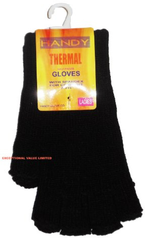 NEW 1 PAIR LADIES HANDY THERMAL FINGERLESS KNITTED WINTER GLOVE ONE SIZE